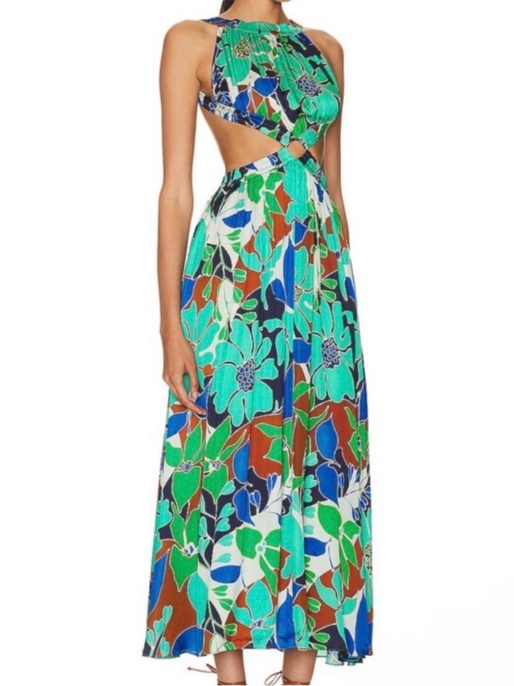 cult gaia Green Floral Cutout Midi Dress - Picture 3 of 11